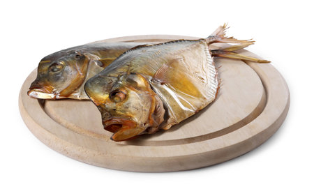 Dried moonfish isolated on white. Salty snackの写真素材