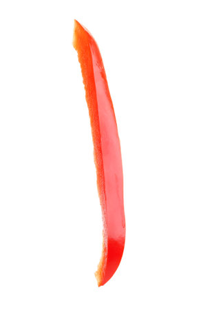 One piece of red bell pepper isolated on whiteの写真素材