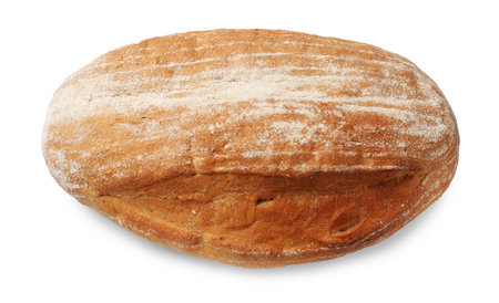 Fresh loaf of bread isolated on white, top viewの写真素材