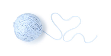One ball of yarn isolated on white, top viewの写真素材