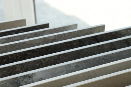 Many different samples of tiles on display in store, closeupの写真素材