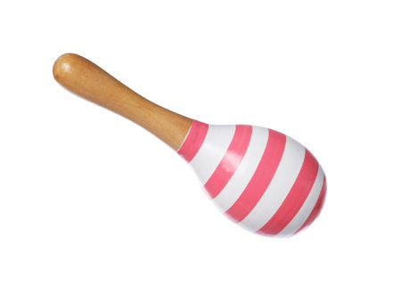 Colorful toy maraca isolated on white. Child's musical instrumentの写真素材
