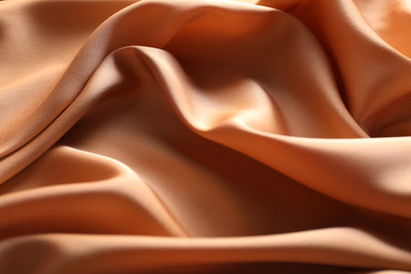 Beautiful crumpled silk fabric as background, above viewの写真素材