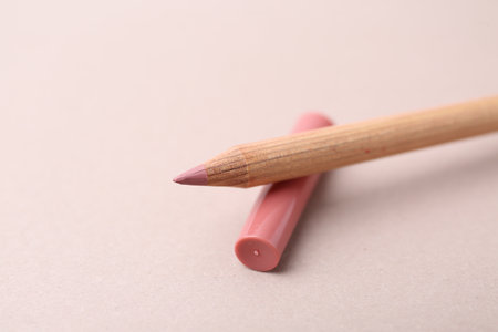 One lip pencil on light background, closeupの写真素材