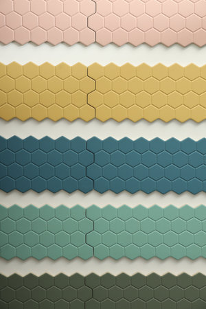 Samples of tile colors on display in storeの写真素材