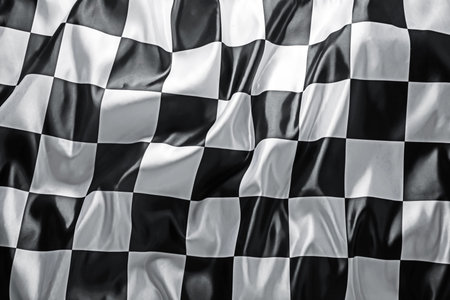 Checkered finish flag as background, top view