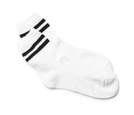 Pair of socks isolated on white, top viewの写真素材
