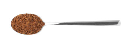 Nutmeg powder isolated on white, top viewの写真素材