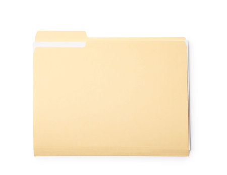 One paper file folder isolated on white, top viewの写真素材