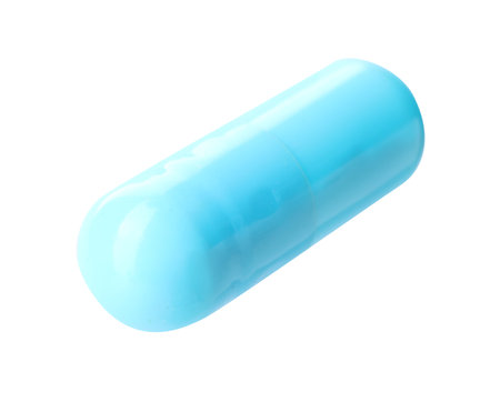 Collagen capsule isolated on white. Dietary supplementの写真素材