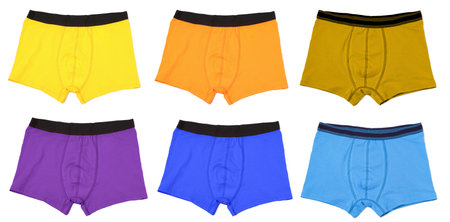 Men's underwear in different colors isolated on white, setの写真素材