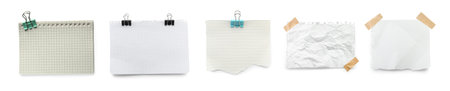 Different notebook sheets isolated on white, set