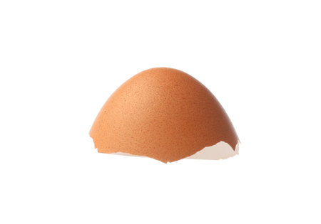 Piece of cracked eggshell isolated on white