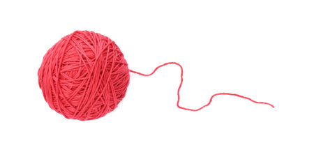 One ball of yarn isolated on white, top viewの写真素材