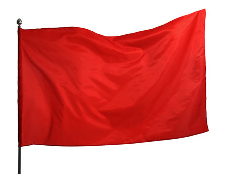One red flag on white background. Mockup for designの写真素材