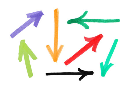 Set of different arrows isolated on whiteの写真素材