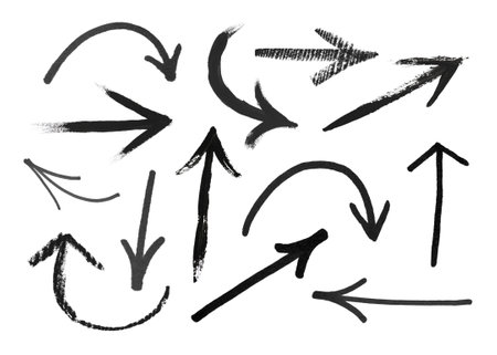 Set of black arrows isolated on whiteの写真素材