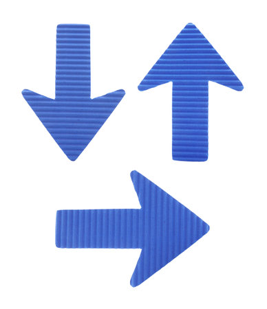 Three blue arrows isolated on white, collection