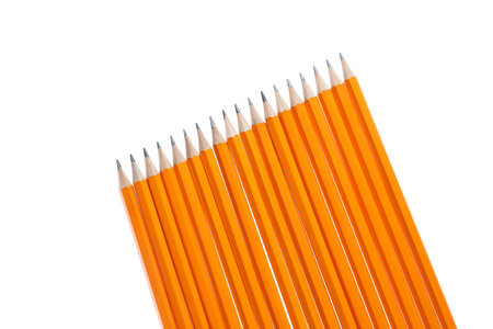 Many pencils isolated on white, top viewの写真素材