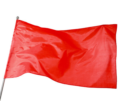 One red flag on white background. Mockup for design