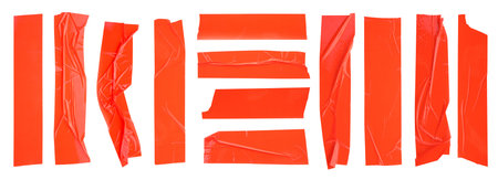 Adhesive tape pieces isolated on white, setの写真素材