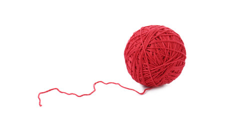 One ball of yarn isolated on whiteの写真素材