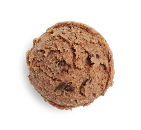 One scoop of delicious ice cream on white background, top viewの写真素材