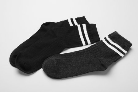 Pairs of socks on light background, closeupの写真素材