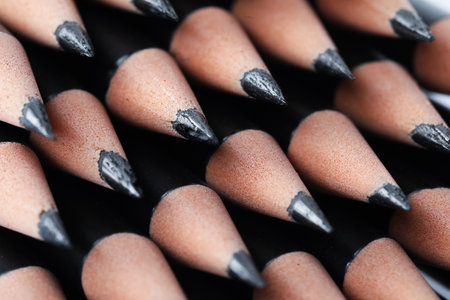 Many sharp graphite pencils, closeupの写真素材