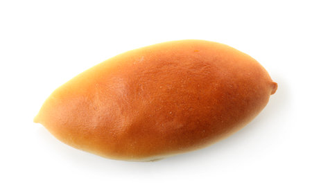 One tasty baked patty isolated on white, top viewの写真素材