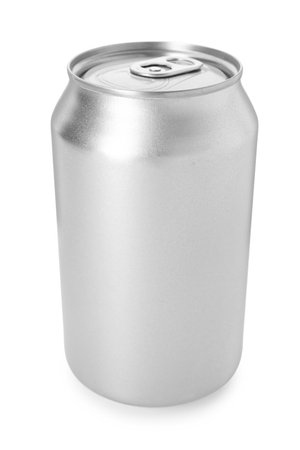 One blank tin can isolated on whiteの写真素材