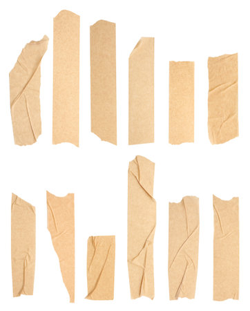 Adhesive tape pieces isolated on white, setの写真素材
