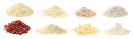 Different types of flour isolated on white, setの写真素材