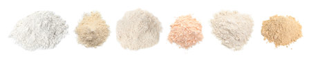 Different types of flour isolated on white, setの写真素材
