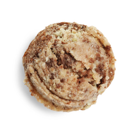 One scoop of delicious ice cream on white background, top viewの写真素材