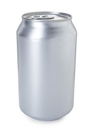 One blank tin can isolated on whiteの写真素材