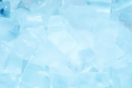 Cubes of clear ice as background, closeupの写真素材