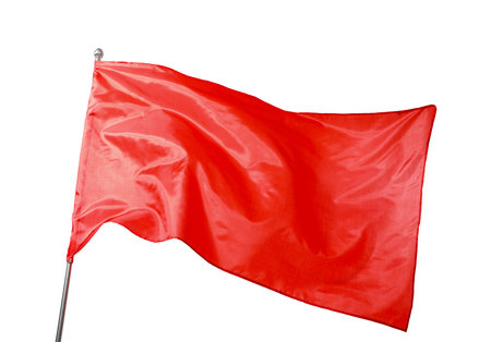 One red flag on white background. Mockup for design