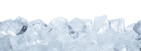 Cubes of clear ice on white backgroundの写真素材