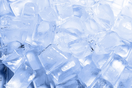 Cubes of clear ice as background, closeupの写真素材