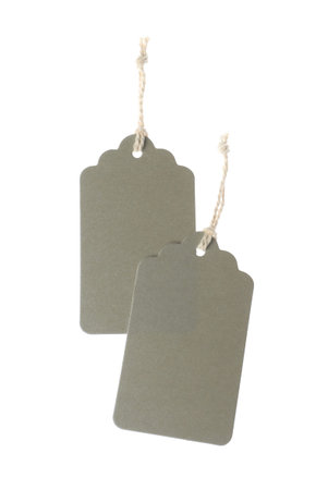 Blank tags with strings isolated on whiteの写真素材