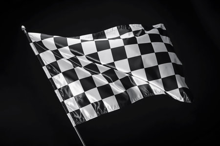 One racing checkered flag on black background