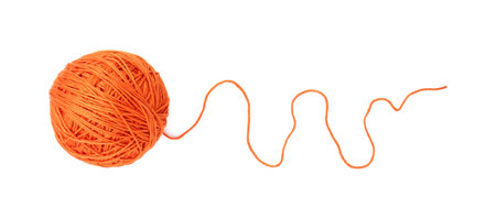 One ball of yarn isolated on white, top view