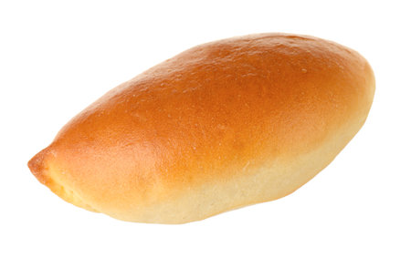 One tasty baked patty isolated on whiteの写真素材