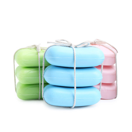 Different soap bars isolated on white. Personal hygiene productの写真素材