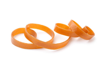 Delicious fruit leather roll on white backgroundの写真素材