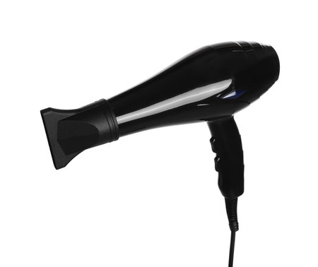 Hair dryer isolated on white. Hairdresser's toolの写真素材