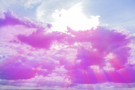 Fluffy color clouds floating in beautiful sky