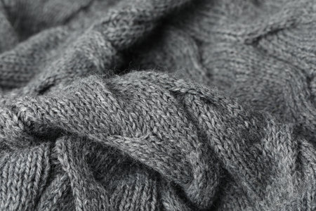 Texture of grey wool fabric as background, closeupの写真素材