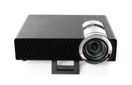 One modern video projector isolated on whiteの写真素材